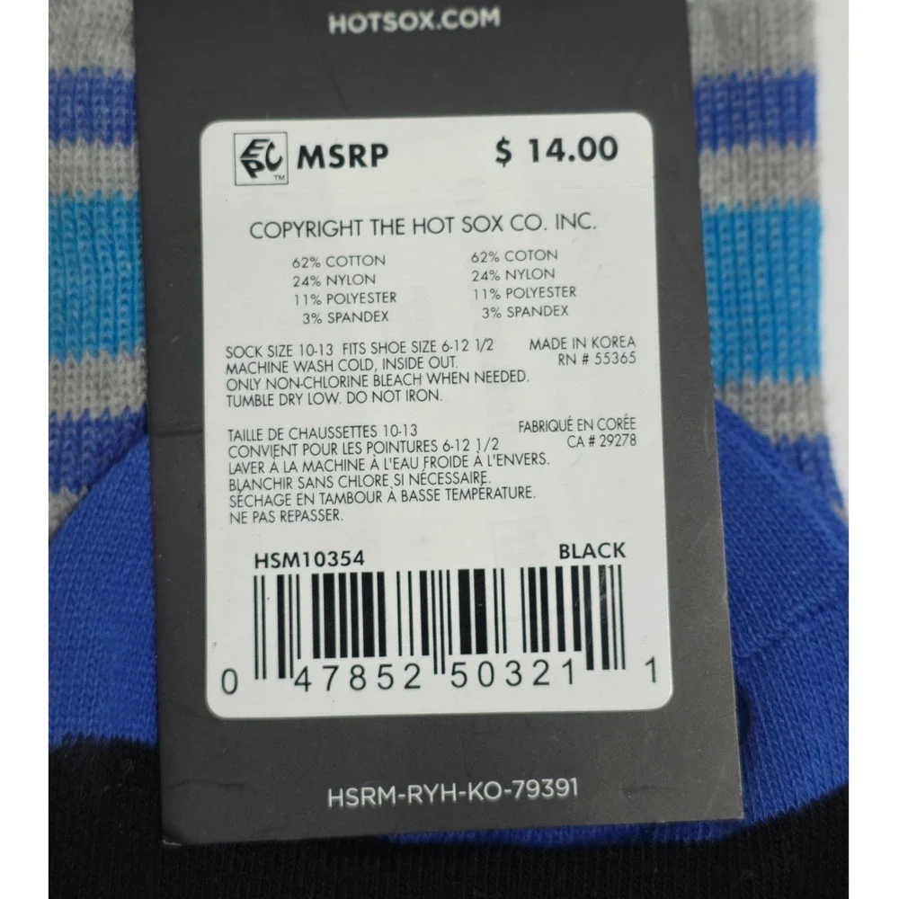 Hot Sox Landscape Mountain River Crew Socks Black/Blue Mens 1 Pair NWT